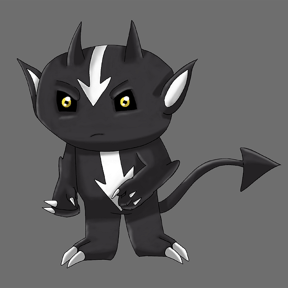 This is Darate a dark mon in the Monquest  tcg . This is its image for the Monaguide.